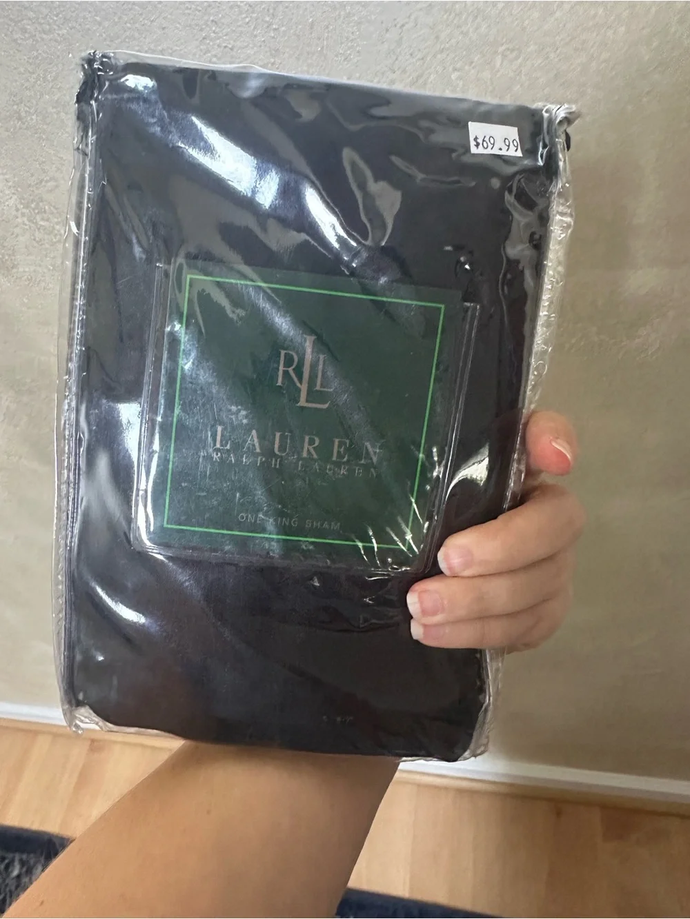 Lauren Ralph Lauren Montecito Black King Sham cotton / linen blend, NWT